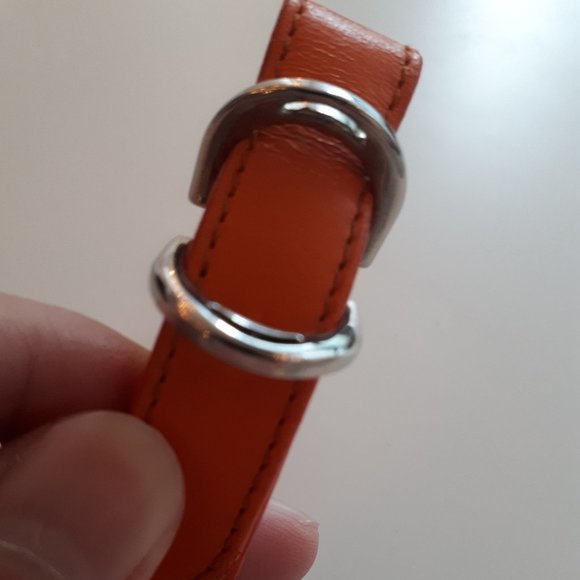 Ralph Lauren Purple Label Collection Bracelet Equestrian Leather Orange - Picture 2 of 4
